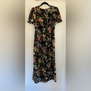 Midi Black Floral Dress-  Sugar + Lips